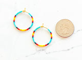Small Hoop Earring-Turquoise Sunburst