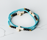 Cross Stretch Bracelet-Turquoise/Black