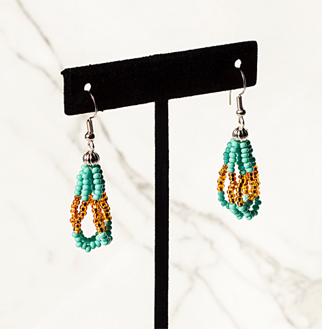Beaded Loop Earring-Turquoise/Gold