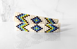 The Duo- Beaded Barrettes in White/Blue