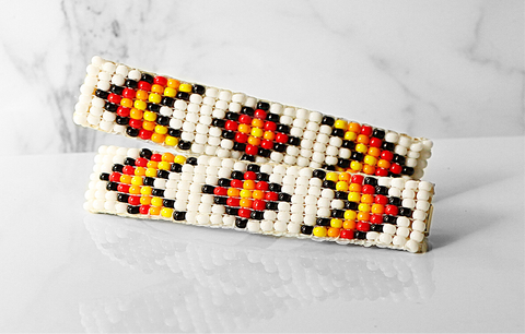 The Duo- Beaded Barrettes in White