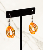 Beaded Loop Earring-Orange/Gold
