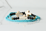 Cross Stretch Bracelet-Turquoise/Black