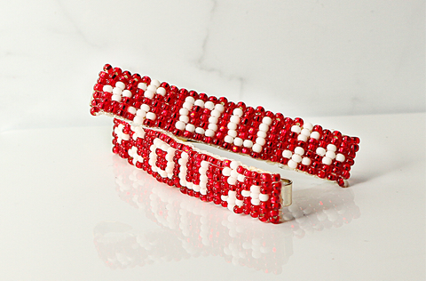 The Duo-Beaded Barrettes Oklahoma Sooners (Red)